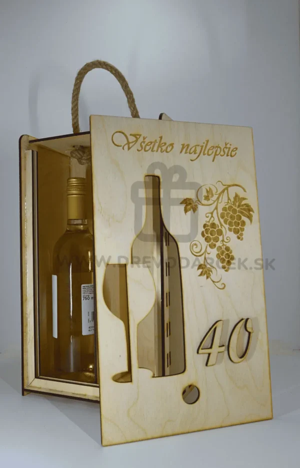 Drevený box na 2 fľaše vína s číslom