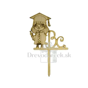 Alternative view of Drevený zápich promócie Dievčatko Bc
