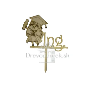 Alternative view of Drevený zápich promócie Dievčatko Ing