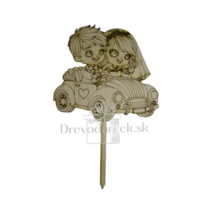 Alternative view of Drevený  zápich svadobný pár Autíčko 1