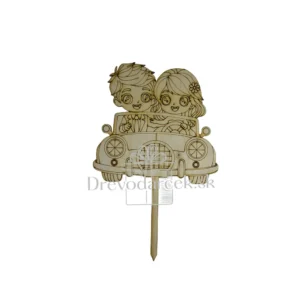 Alternative view of Drevený  zápich svadobný pár Autíčko 2