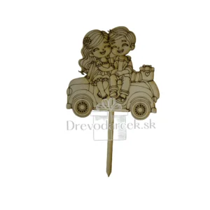 Alternative view of Drevený  zápich svadobný pár Autíčko 3