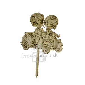 Alternative view of Drevený  zápich svadobný pár Autíčko 4